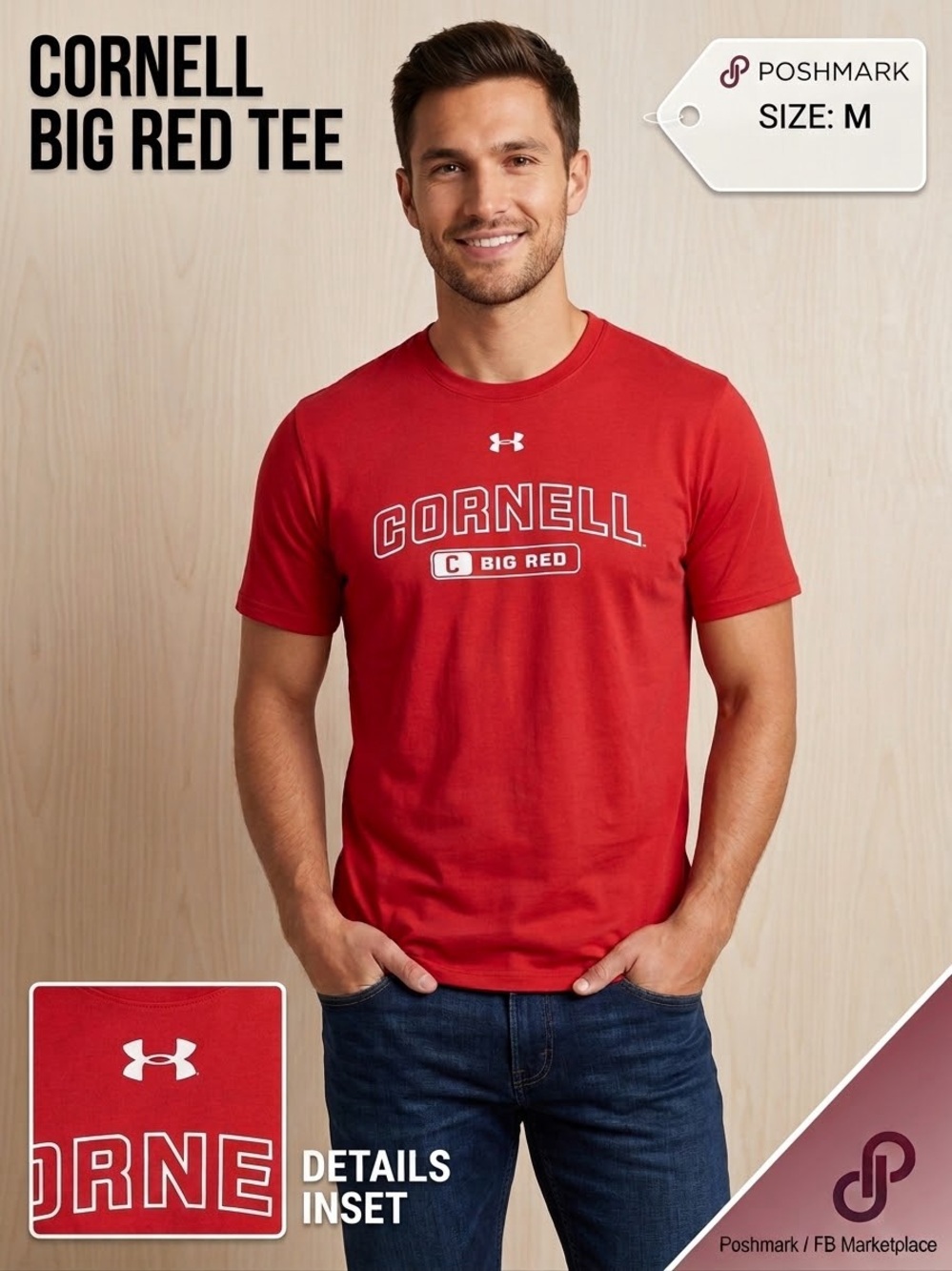 Red Cornell Big Red Short Sleeve Tee/Under Armour